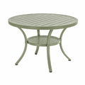 Runder Gartentisch aus Metall Ø 90 x 72 cm mit Ablage, Salbeigrün