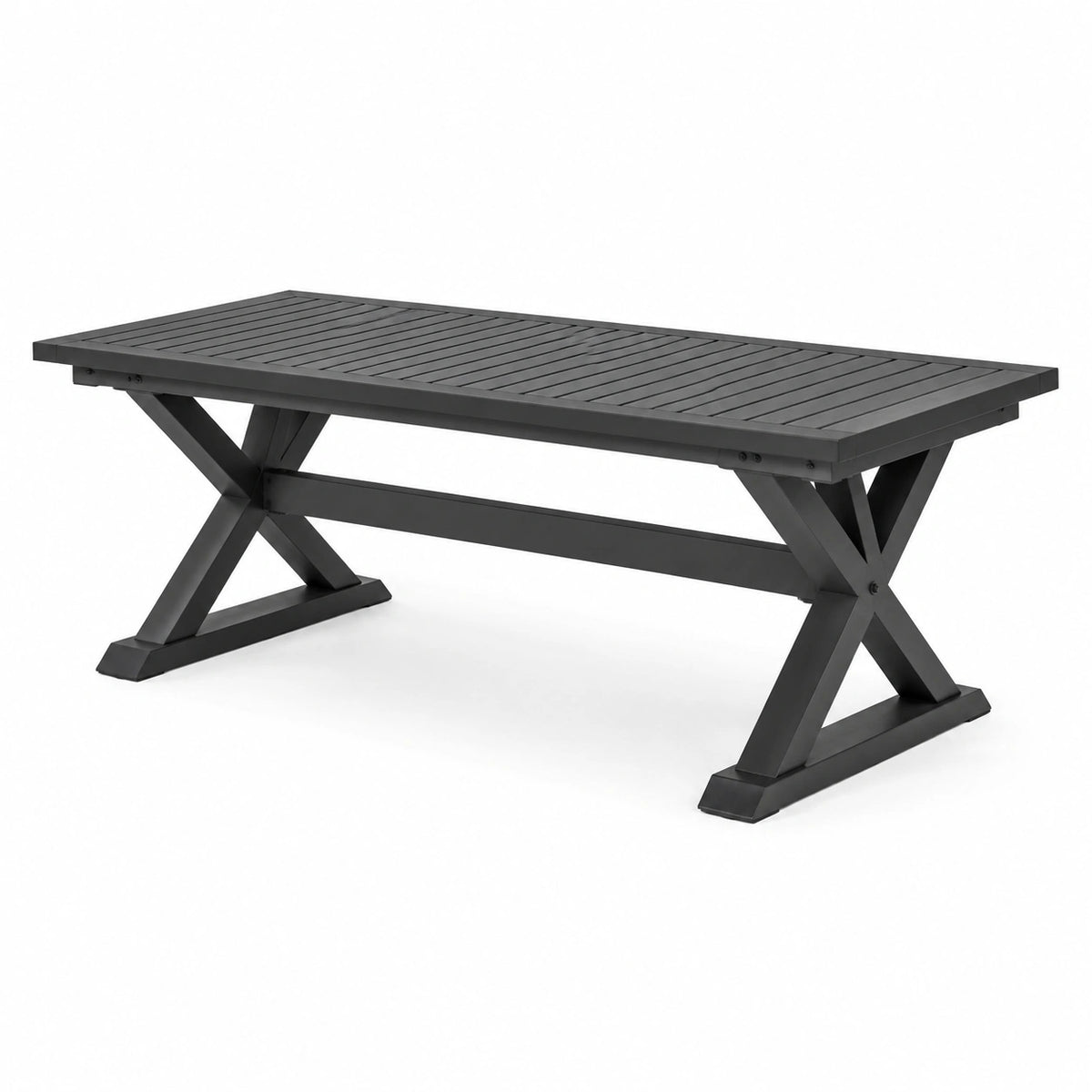 Gartentisch aus schwarzem Metall im Industrie-Stil, 180 × 90 × 75 cm