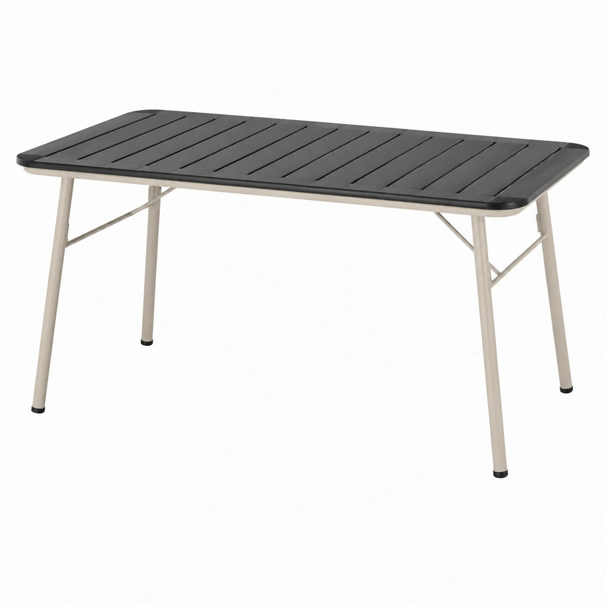 Rechteckiger Gartentisch 160 x 90 x 75 cm aus Aluminium und Kunststoff, Schwarz/Hellgrau