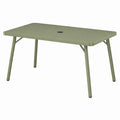 Gartentisch aus Aluminium in Olivgrün, 160 × 90 × 74 cm, mit Sonnenschirmöffnung