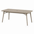 Aluminium-Gartentisch Taupe 200 × 100 × 74 cm mit Lamellenplatte und Sonnenschirmöffnung