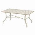 Rechteckiger Aluminium-Gartentisch Cremeweiß 150 × 90 × 74 cm mit Lattenplatte