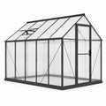 Gewächshaus aus Aluminium und Polycarbonat, 300 × 190 × 195 cm, Schwarz/Transparent, mit Dachfenster