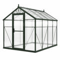 Gewächshaus 190 × 190 × 195 cm mit Metallrahmen, Polycarbonatplatten und Drehtür, Grün/Transparent