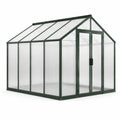 Aluminium-Gewächshaus mit Polycarbonatplatten und Doppeltür, 190 x 190 x 195 cm, Dunkelgrün/Transparent