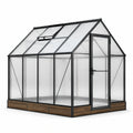 Aluminium-Gewächshaus 300 x 190 x 200 cm mit Tür und Dachfenster, Schwarz/Braun/Transparent