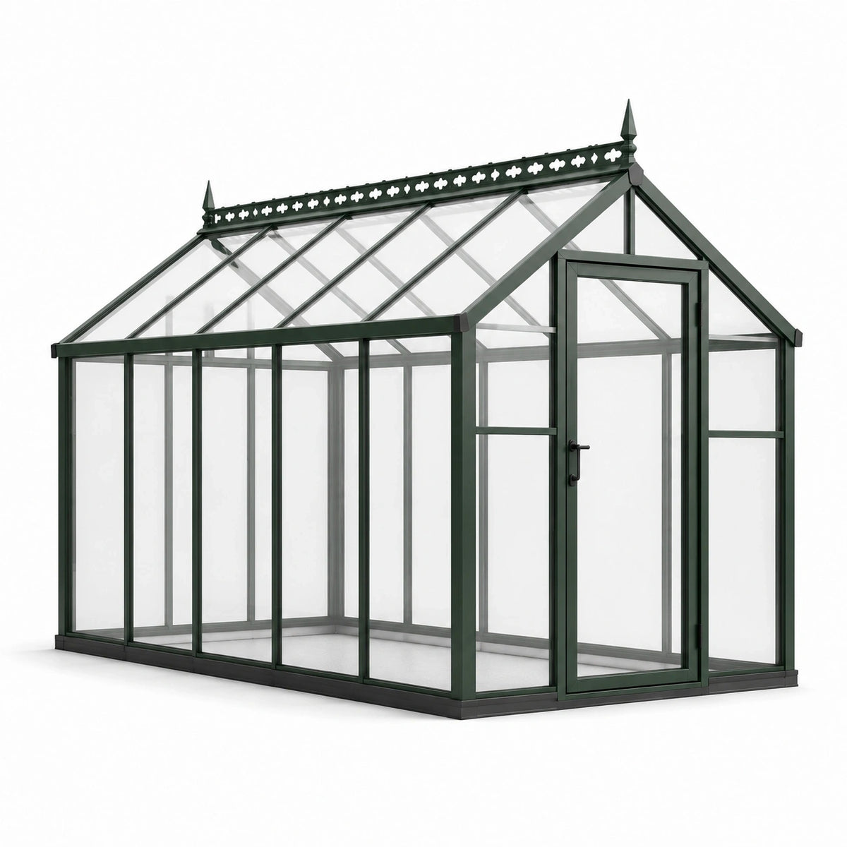 Viktorianische Aluminium-Glaskonstruktion, 244 × 244 × 260 cm, Dunkelgrün/Transparent