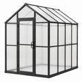 Gewächshaus 190 × 190 × 195 cm mit Aluminiumrahmen, Polycarbonatpaneelen und Drehtür, Schwarz/Transparent