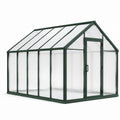 Freistehende Aluminiumkonstruktion mit Polycarbonatplatten, 244 × 191 × 195 cm, Dunkelgrün/Transparent, mit Drehtür