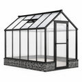 Gewächshaus 190 × 190 × 195 cm aus schwarzem Aluminium mit transparenten Polycarbonatplatten, Tür und Dachfenster