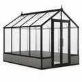 Viktorianisches Gewächshaus aus Metall und Glas, 300 × 250 × 250 cm, mit Doppeltür, Schwarz/Transparent
