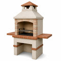 Gartengrill mit Kaminabzug, 130 × 75 × 220 cm, Beige/Terrakotta/Schwarz
