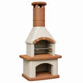 Beton-Gartenkamin mit Grillrost und Holzfach, 100 × 70 × 200 cm, Beige/Terrakotta