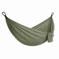 Nylon-Hängematte 270 × 140 cm Olivgrün mit schwarzen Karabinern und Aufbewahrungstasche
