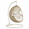 Freistehender Boho-Hängesessel mit Gestell, 115 × 105 × 195 cm, Beige/Cremeweiß