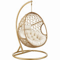 Freistehende geflochtene Sitzschale mit Metallgestell, 105 × 105 × 195 cm, Gold/Beige